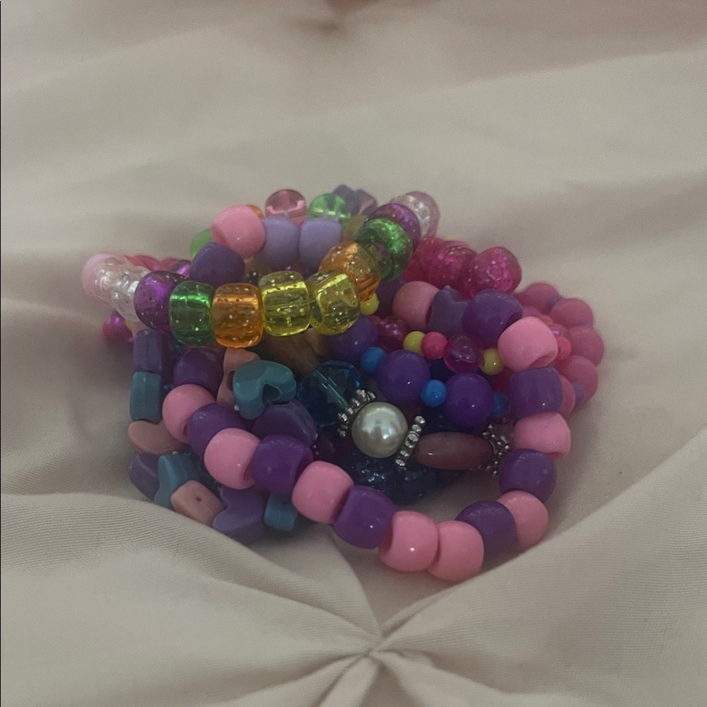 Set of 9 Colorful Beaded Bracelets